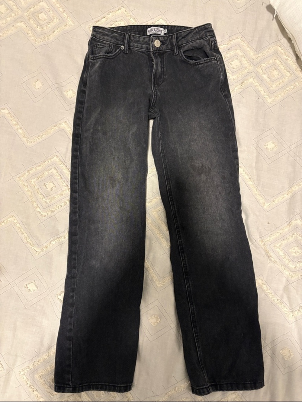 Black Straight-Leg Jeans